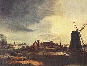 Aert van der Neer Landscape with Windmill painting